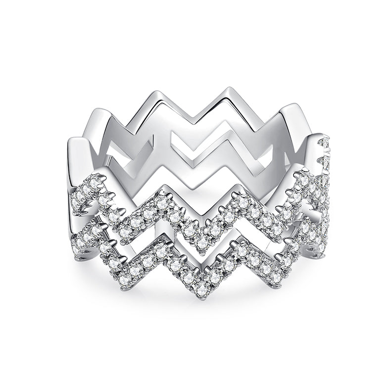 Diamond Shine - Set With Top-quality Moissanite S925, Silver And Platinum-plated Diamond Wedding Ring. The Ring Can Be Inspected With A Diamond Pen