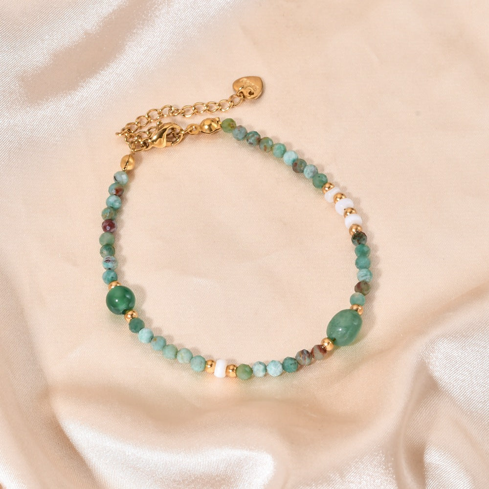 Glass Crystal And Colorful Natural Stone Bead Bracelet