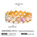 Stylish Lightweight Stainless Steel Ring With A Colorful Round Zircon Design