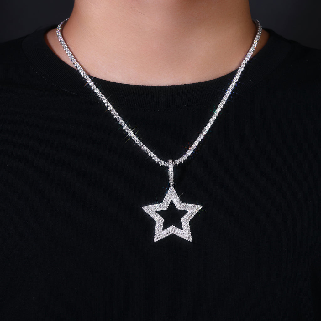 Shining Starlight - A Fashionable And Trendy Necklace Pendant Set With Top-quality Moissanite S925 Silver And Platinum Plating Can Be Tested With A Diamond Pen