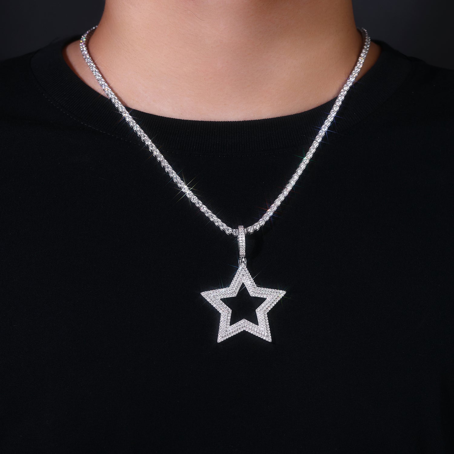 Shining Starlight - A Fashionable And Trendy Necklace Pendant Set With Top-quality Moissanite S925 Silver And Platinum Plating Can Be Tested With A Diamond Pen