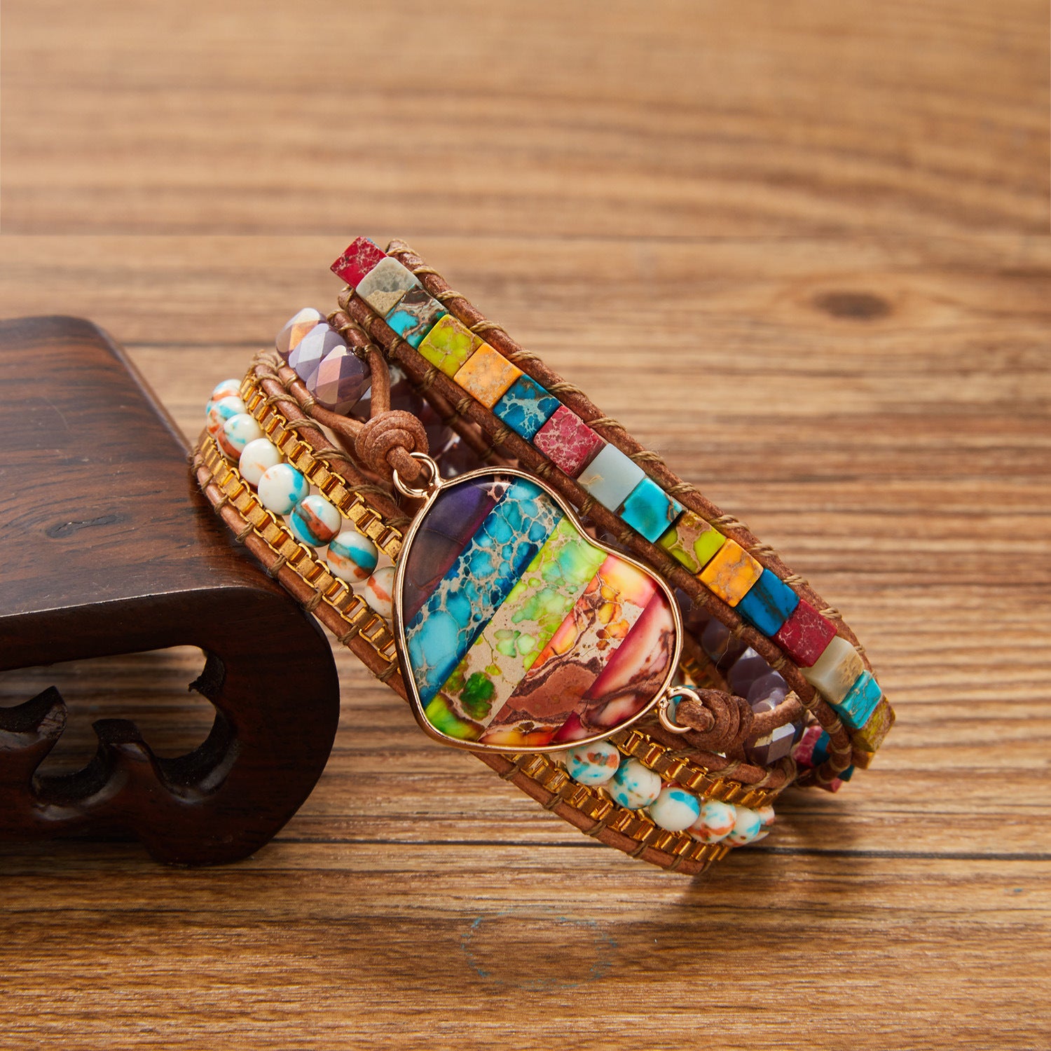 Crystal Metal 3-layer Wrapped Bracelet