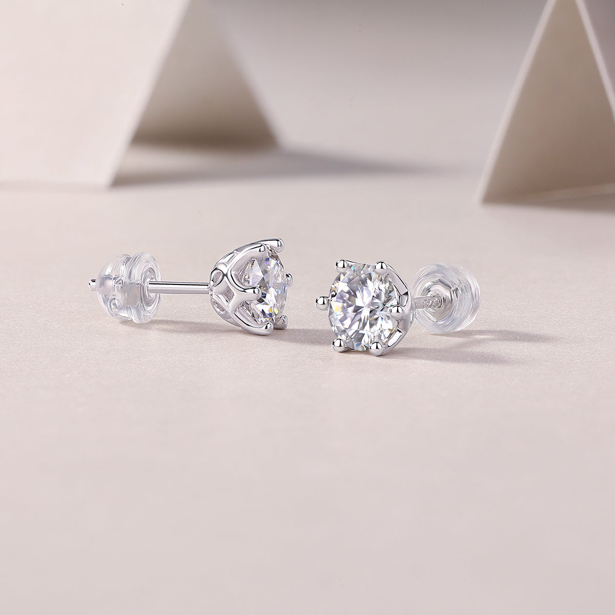 Prosperity - Earrings Set With Top-quality Moissanite S925 Silver And Platinum-plated Stud Earrings, A Fashionable And Trendy Accessory, Can Be Tested With A Diamond Pen