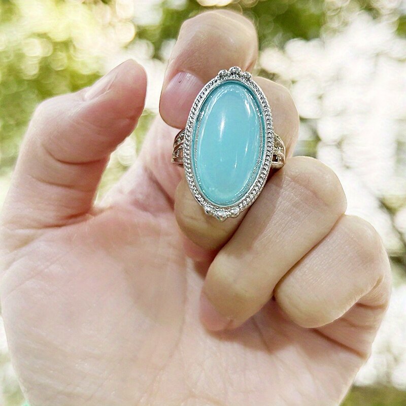 Rectangular D-shaped Vintage Ring For Women