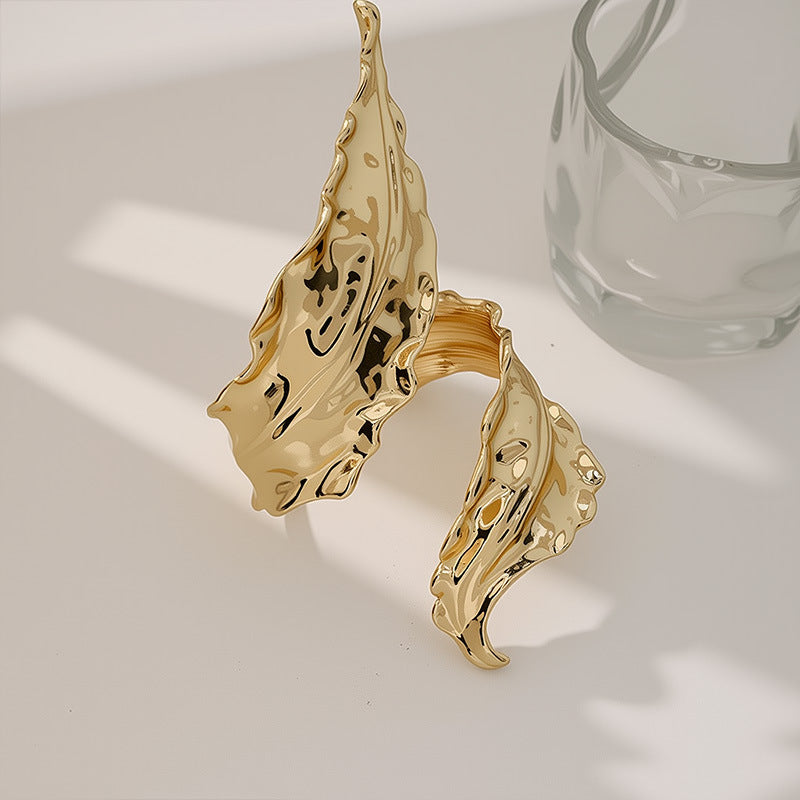 Versatile Light-luxury Punk-style Open Bangle With A Wide Design