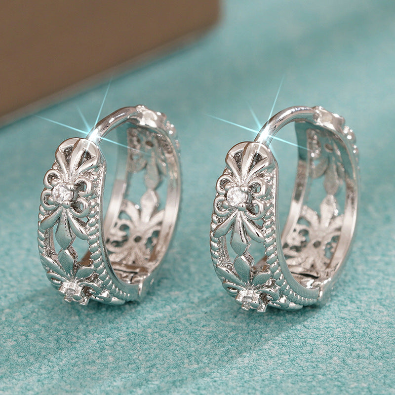 Womens Metal Cutout Flower Earrings