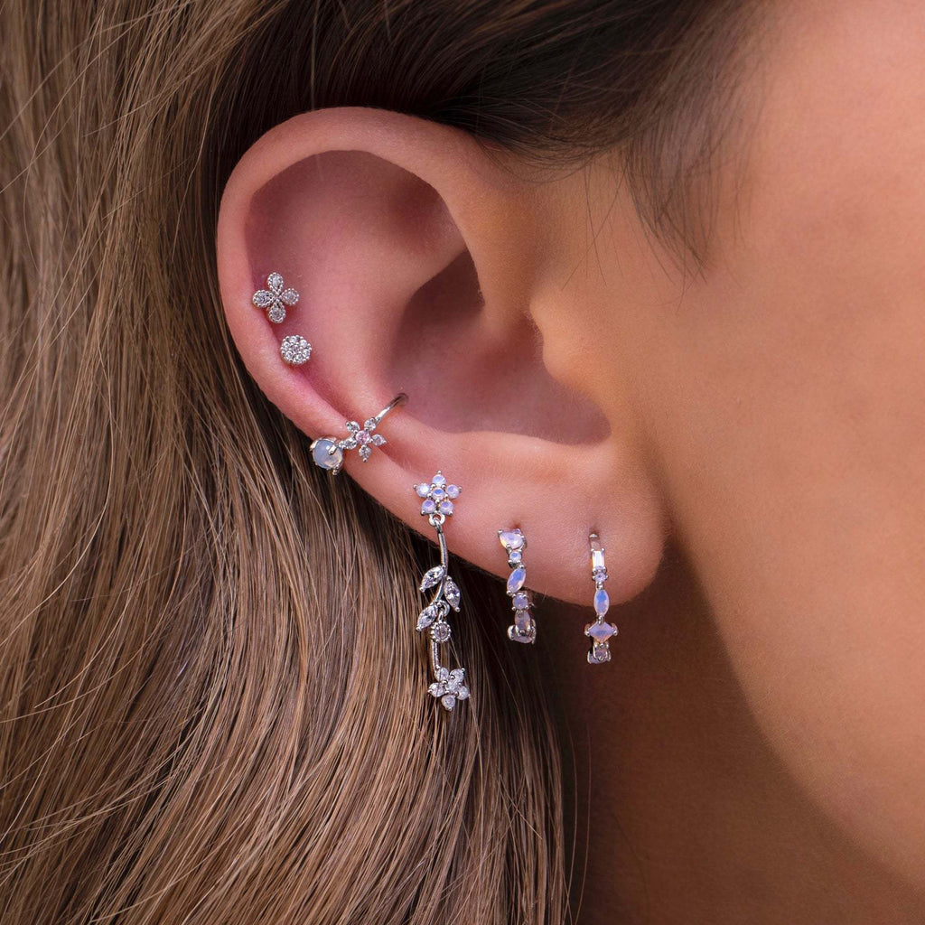 Korean-style Elegant Flower And Willow Leaf Stud Earrings Creative Long Design