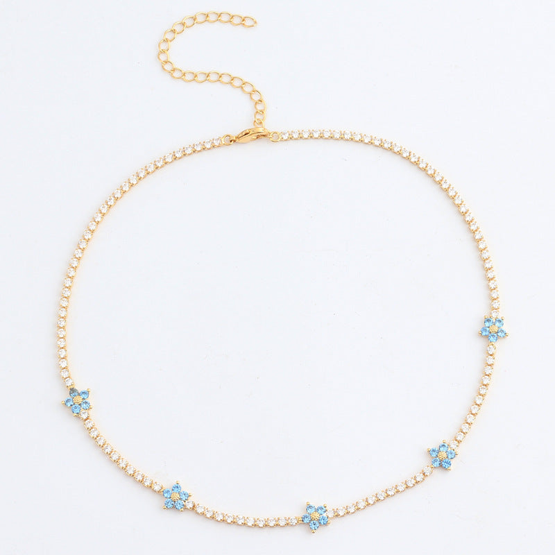 Flower Necklace With Delicate Micro-paved Zircons