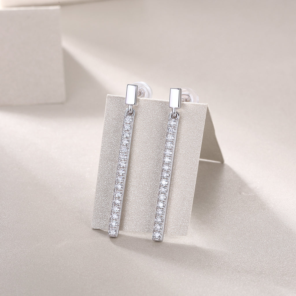 Dynamic - Earrings Set With Top-quality Moissanite S925, Silver And Platinum-plated Stud Earrings, A Fashionable And Trendy Accessory That Can Be Tested With A Diamond Pen