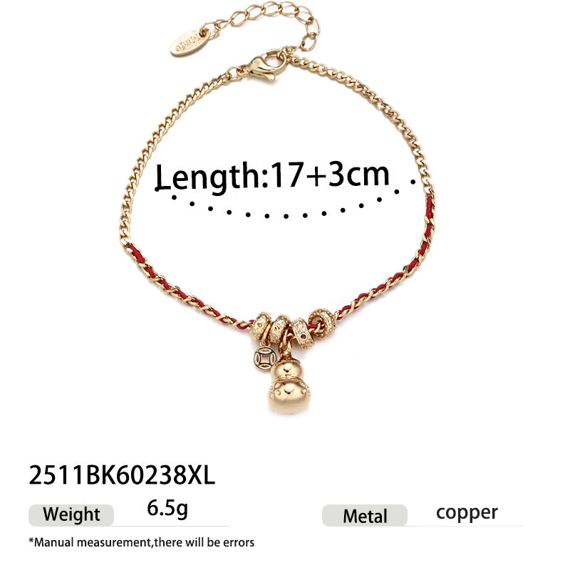 Fashionable Hulu Fu Yu Duo Pendant Red Rope Bracelet
