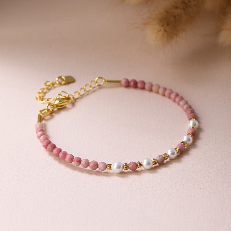 Womens Layered Crystal Bracelet And Beaded Necklace Set