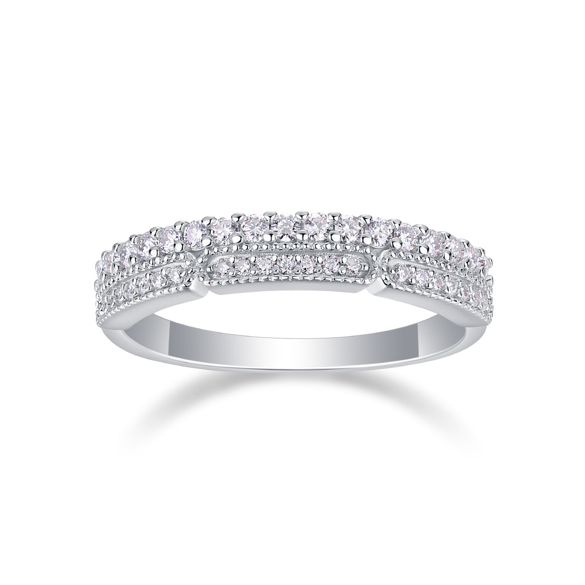 Deep Sea Secret Realm - A Wedding Ring Set With Top-quality Moissanite S925 Silver And Platinum-plated Diamond Can Be Tested With A Diamond Pen
