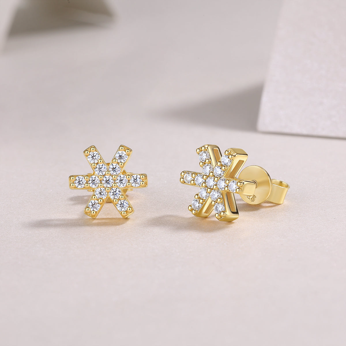 Frost Feather - Premium Moissanite Luxury Fashion Light Luxury Jewelry Stud Earrings S925 Silver Electroplated Gold
