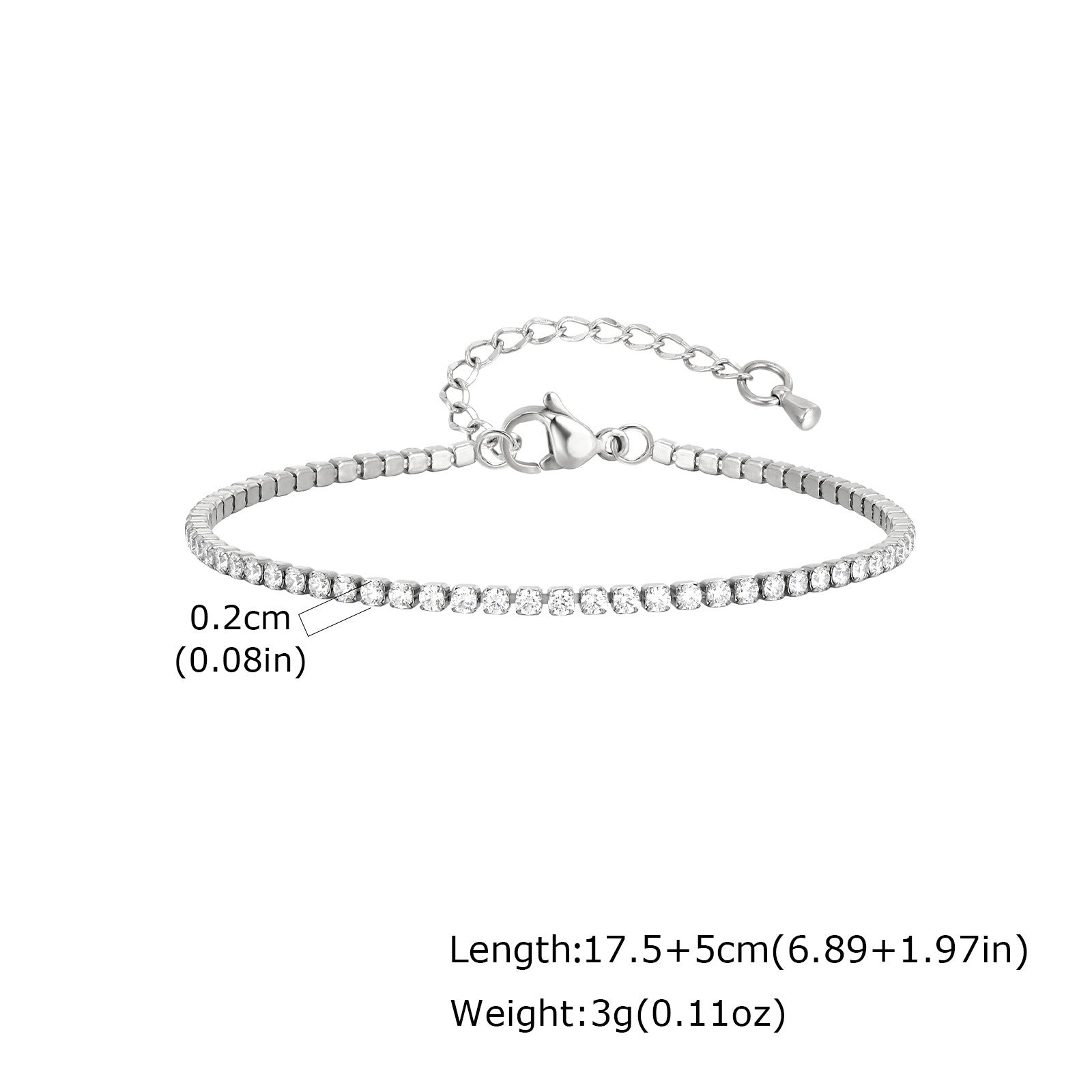 Stainless Steel Zirconia Chain Tennis Bracelet