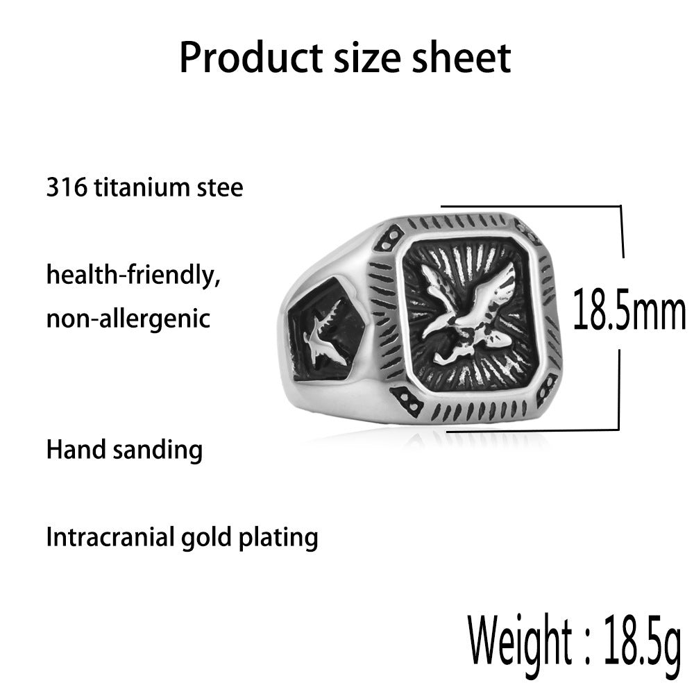 Mens Stainless Steel Eagle Ring