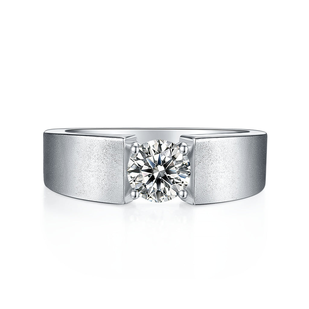 Men's 1-carat Luxury And Fashionable Light Luxury Jewelry Silver Ring Set With Top-quality Moissanite, S925 Silver-plated Platinum
