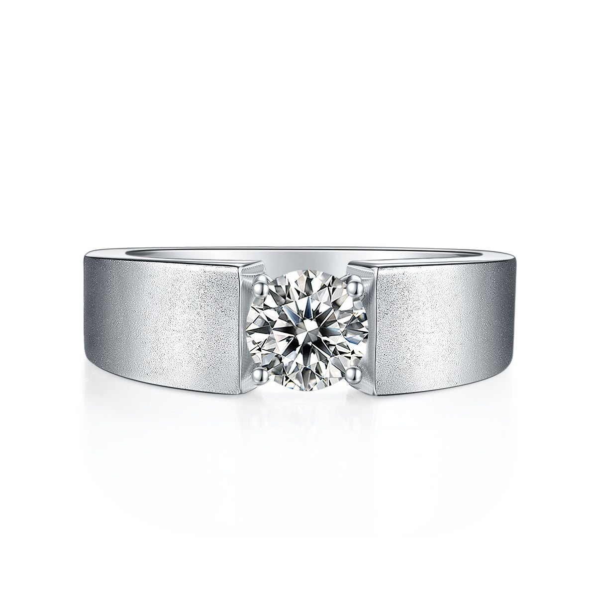 Men's 1-carat Luxury And Fashionable Light Luxury Jewelry Silver Ring Set With Top-quality Moissanite, S925 Silver-plated Platinum