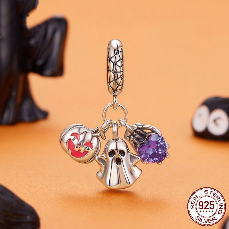 Halloween Ghost Three-in-One Pendant Parts Sterling Silver Beads