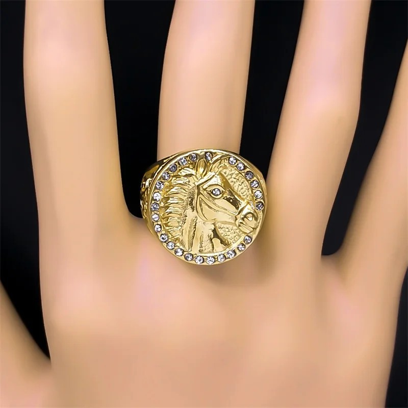 Stainless Steel Zodiac Horse Men's Ring