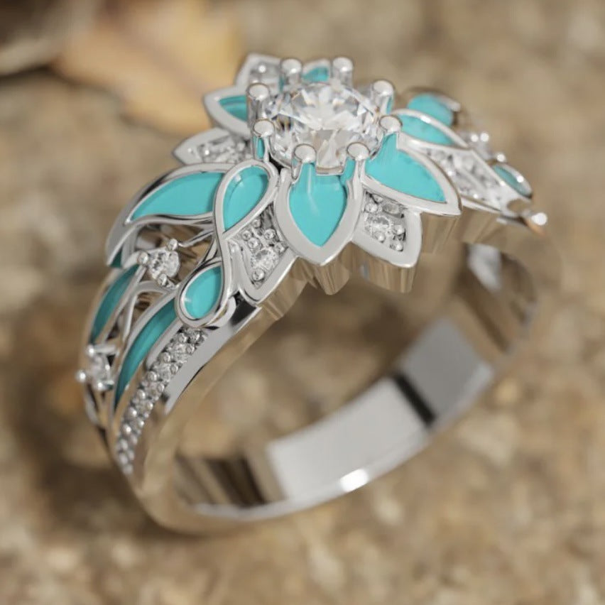Oil-drop Ring With A Flower Design For Women
