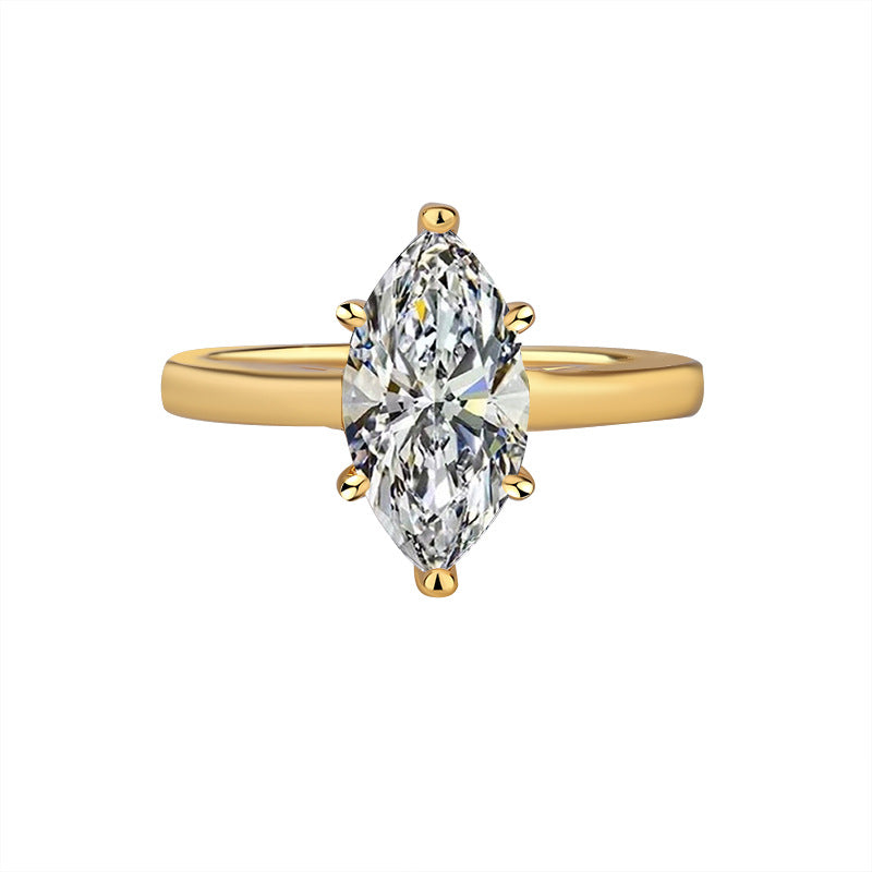Silver Moissanite Marquise Ring Simple And Stylish