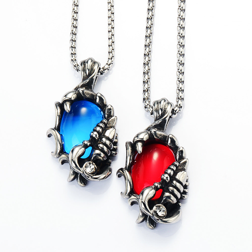 Fashion Transparent Gem Men's Titanium Steel Pendant