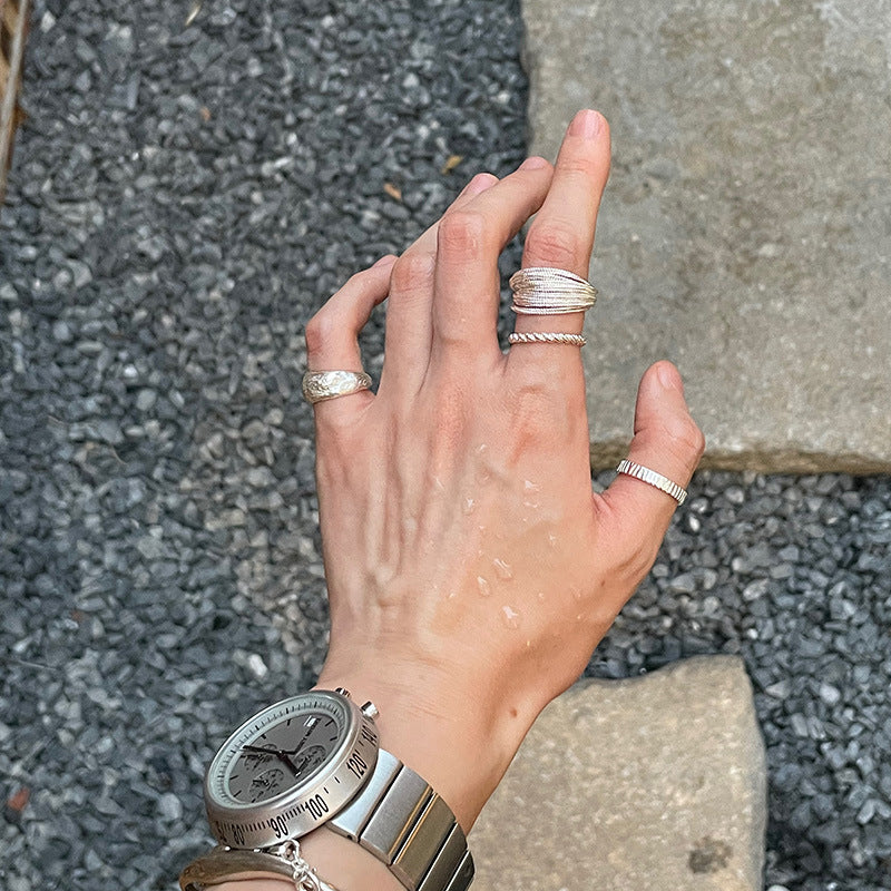 Handcrafted Silver Hammered-Texture Ring For The Discerning Tastemaker