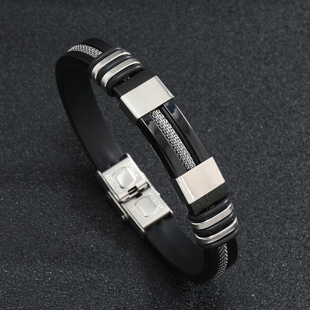 Fashionable Snake-Print Plated Steel Chain Bracelet