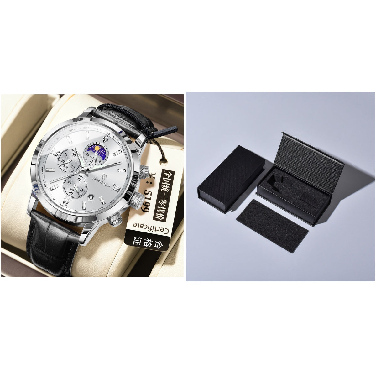 Men's Watch With Moon Phase And Multi-function Chronograph