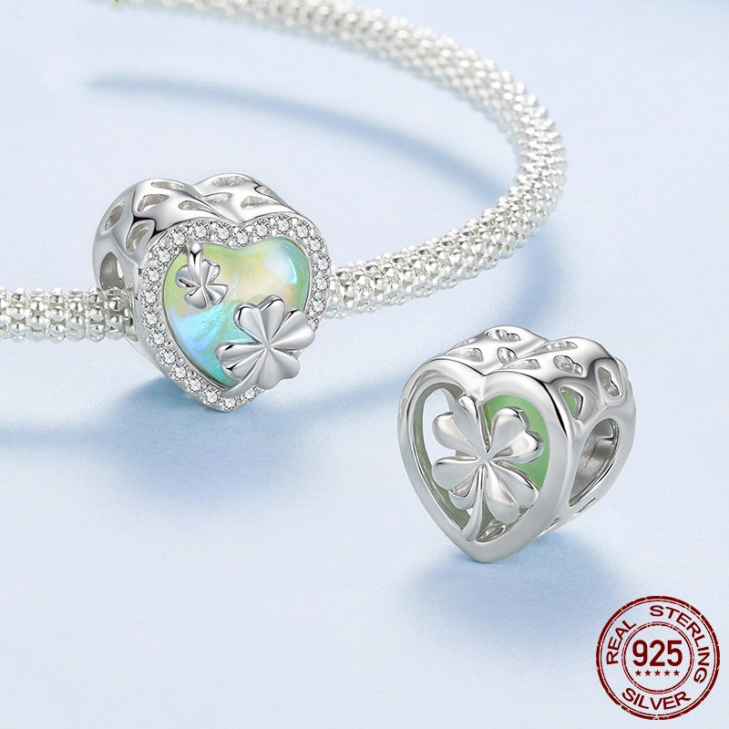 Love Clover S925 Silver Bead Diy Ornament Accessories
