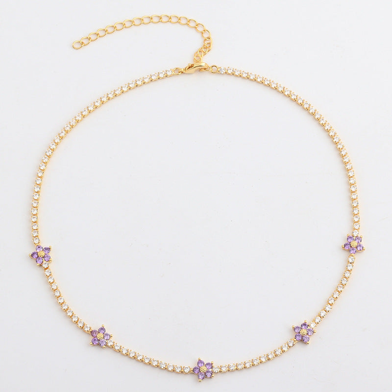 Flower Necklace With Delicate Micro-paved Zircons