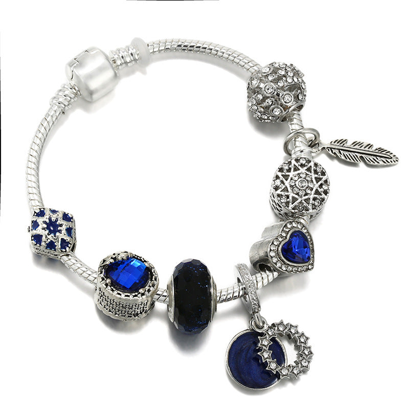 Classic Star And Moon Pendant Bracelet