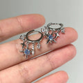 Cool-style Blue Eight-pointed Star Pendant Stud Earrings