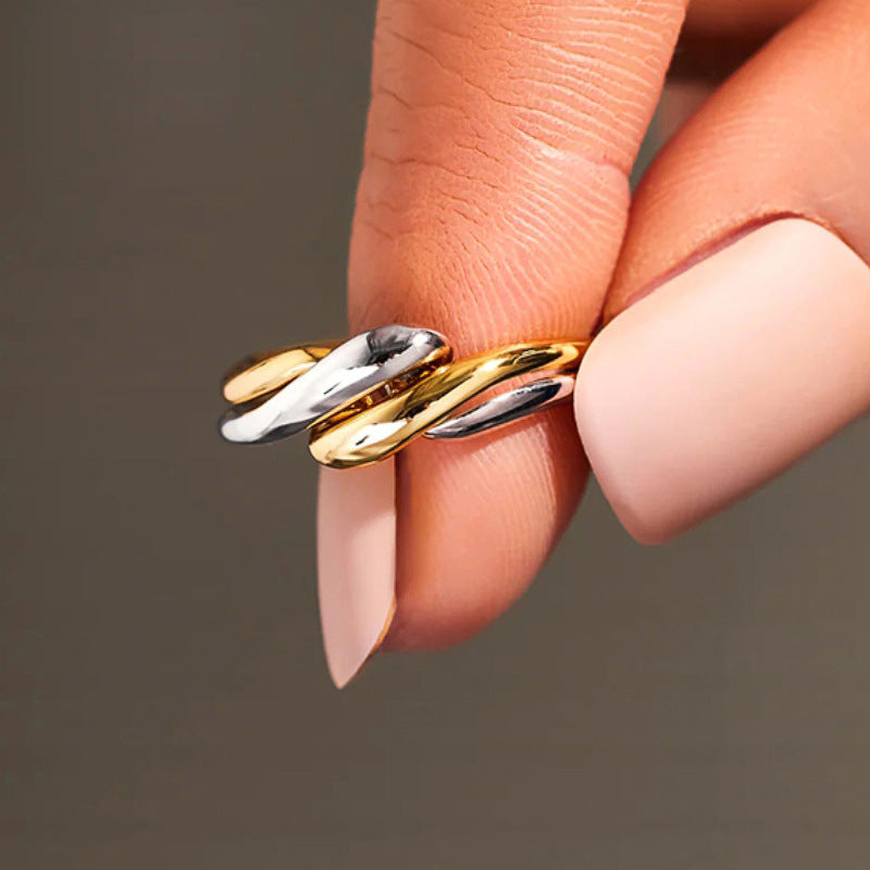 Womens Irregular Water Wave Pattern Open Ring Set Of Jewelry