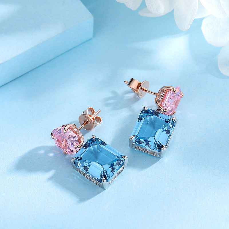 S925 Silver Pagoda Sapphire Earrings