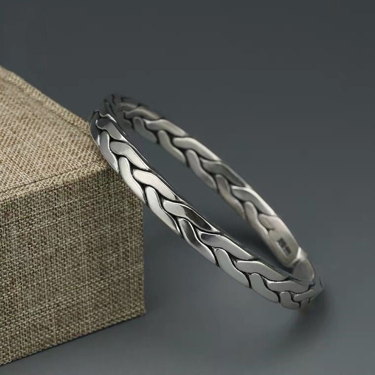 Silver-plated Double-strand Braided Couples Bracelet