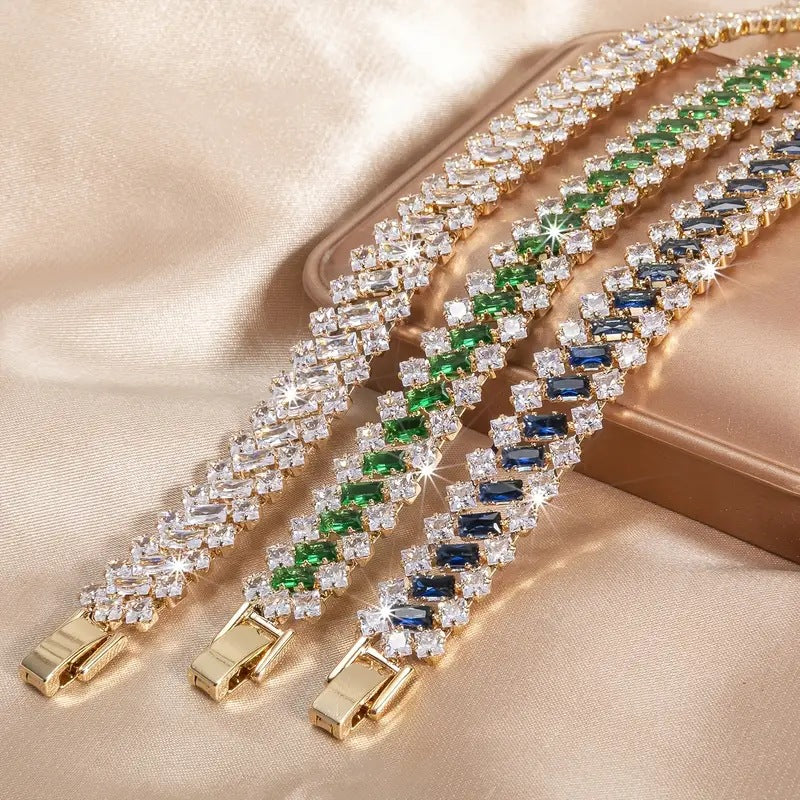New Multi-row Diamond Braceletsleek And Dazzling With A Full Diamond Setting