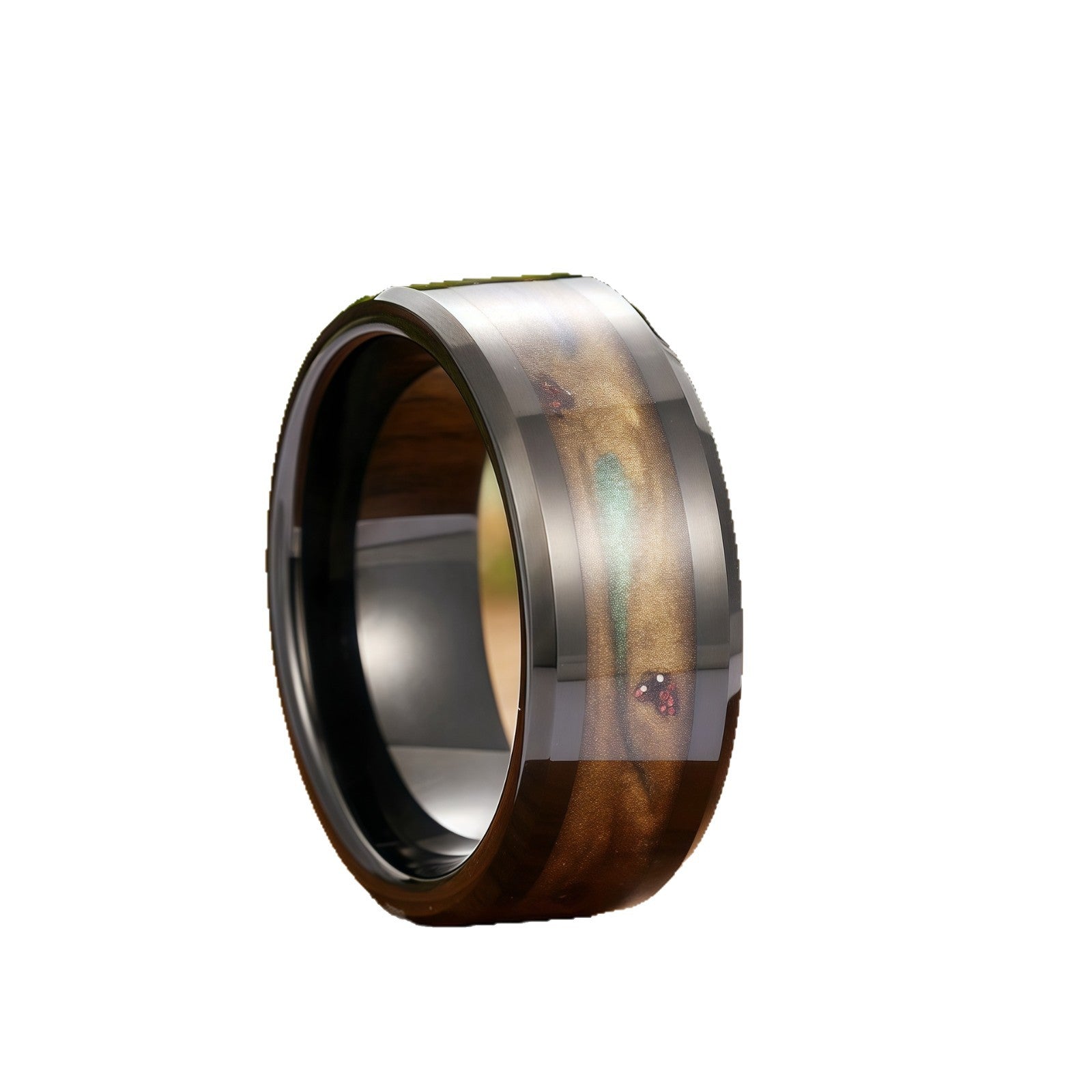 8mm Fashionable Quicksand Black Versatile Ring For Men