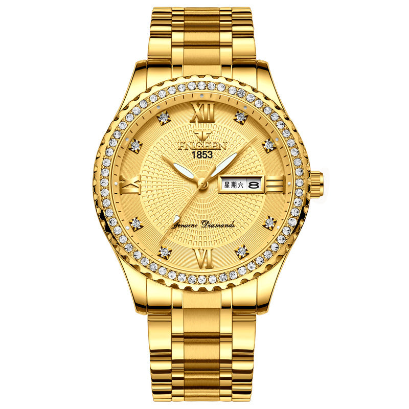 Watch Men's Luxury Gold Non-mechanical Stainless Steel Luminous