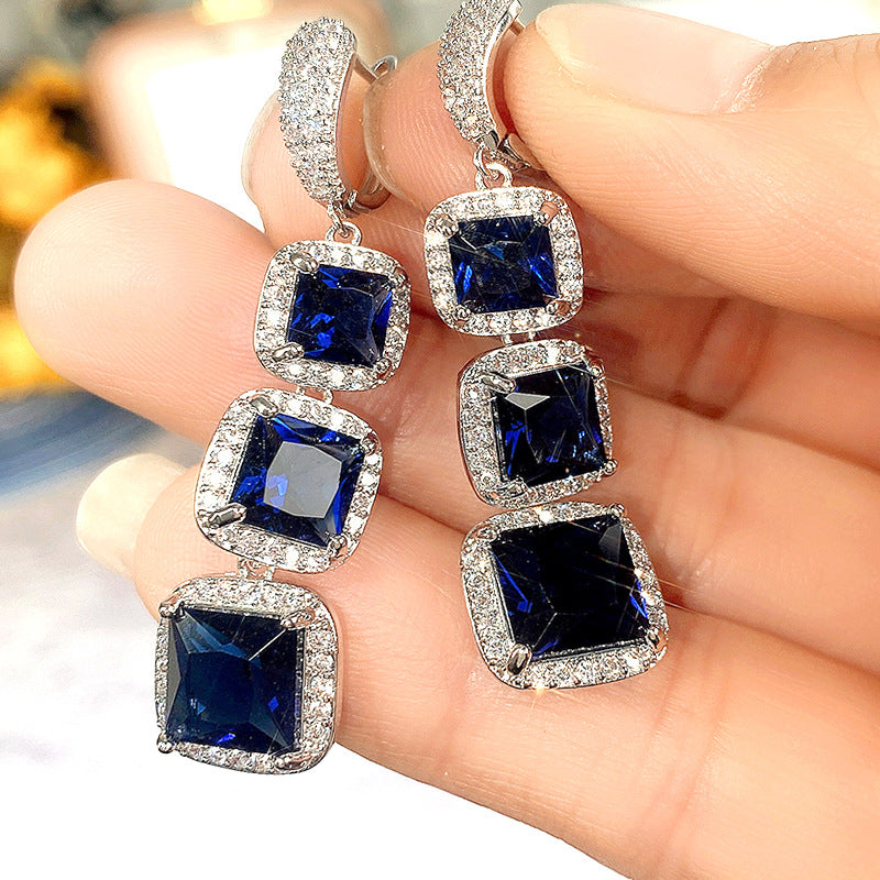 Shiny Square Zircon Earrings For Women