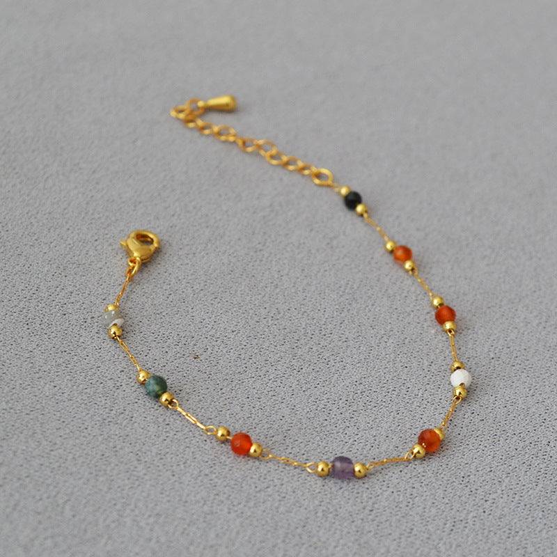 French-style Niche Vintage Refined Chic Minimalist Real Stone Bead Bracelet For Women