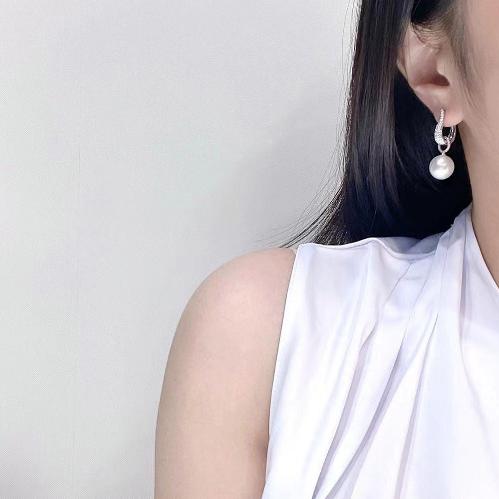 Double-wear Faux Pearl Zircon Earrings