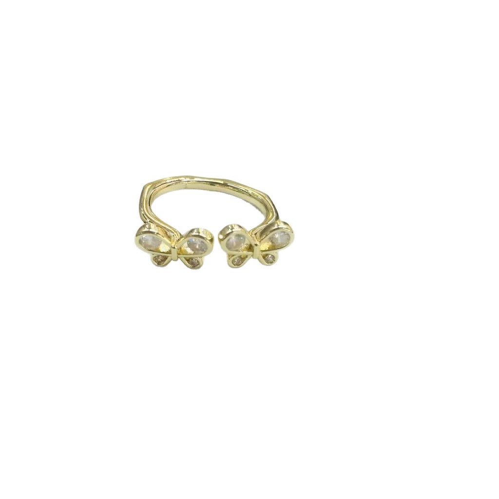 Bow-Knot Womens Micro-Pave Diamond Commuter Ring