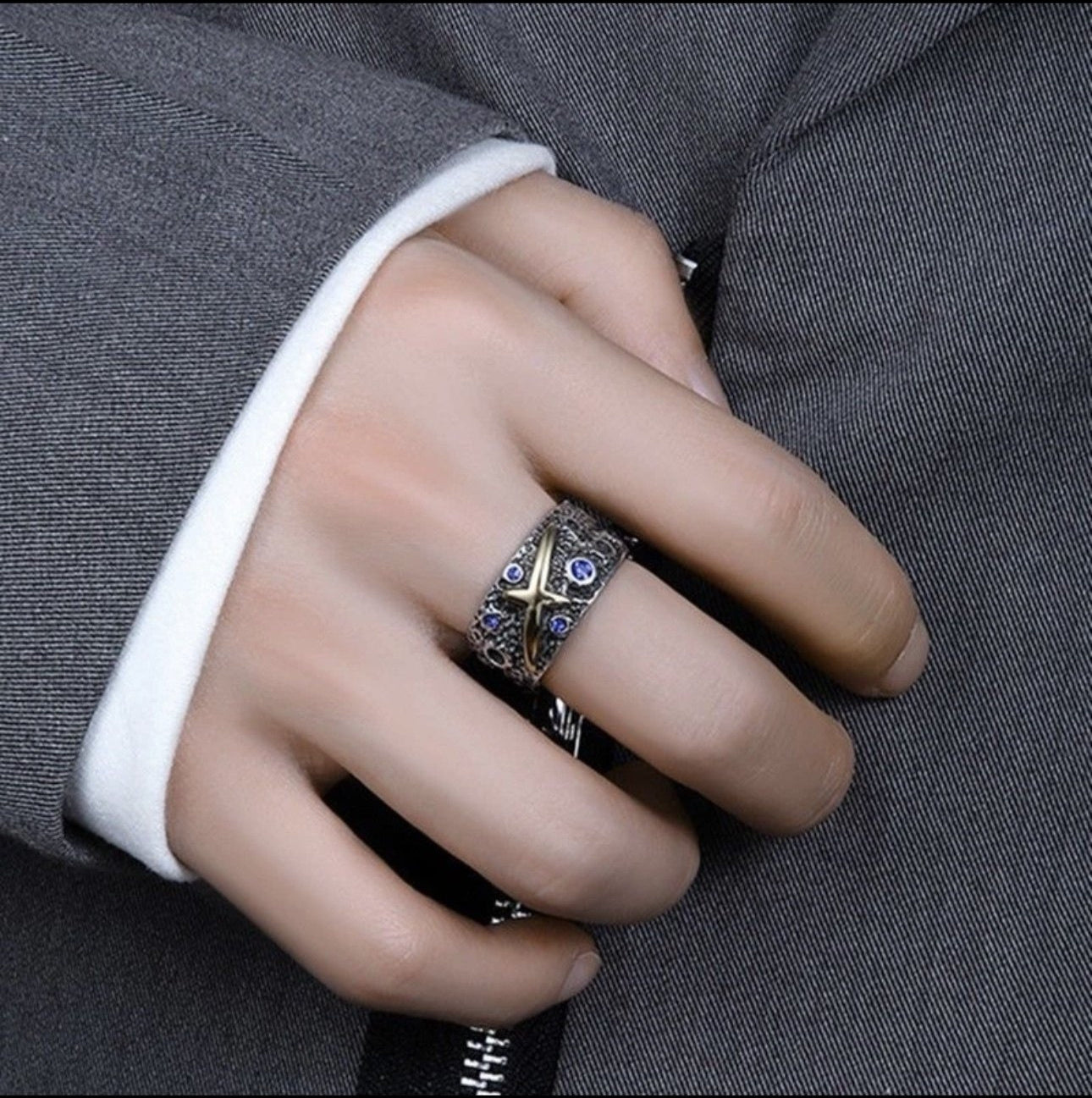 Vintage Vintage Men's Niche Adjustable Ring With An Open Mouth