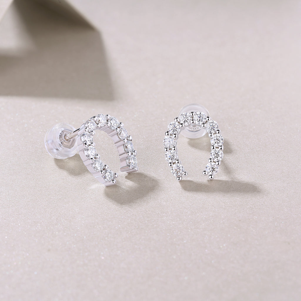 Seize Happiness - Earrings Set With Top-quality Moissanite S925 Silver And Platinum-plated Stud Earrings Are Fashionable And Trendy Accessories That Can Be Tested With A Diamond Pen