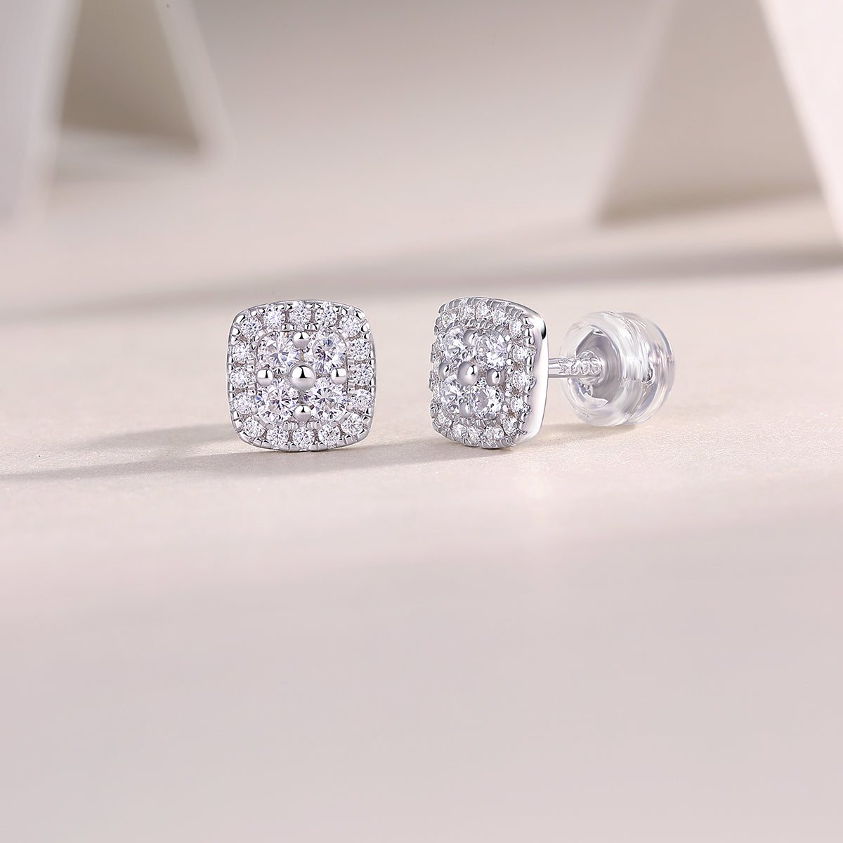 Fog Sea - Earrings Set With Top-quality Moissanite S925 Silver And Platinum-plated Stud Earrings, A Fashionable And Trendy Accessory, Can Be Tested With A Diamond Pen