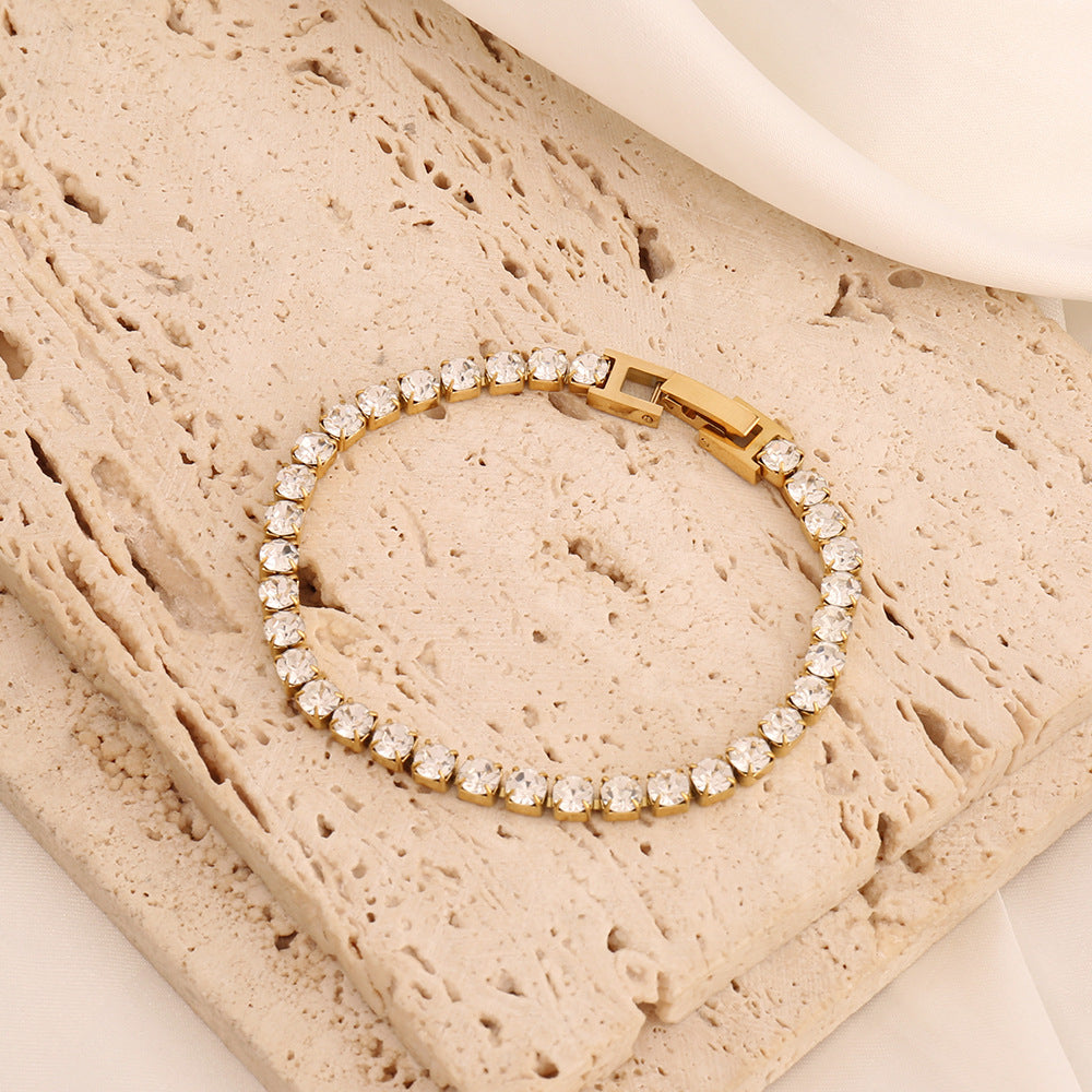 Stainless Steel 4mm Zircon Tennis Bracelet In Multiple Colors