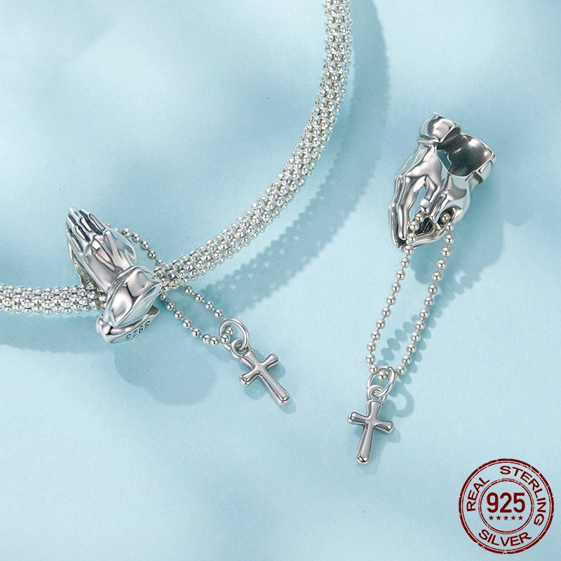 Chain Cross Diy Beaded S925 Sterling Silver String Ornament