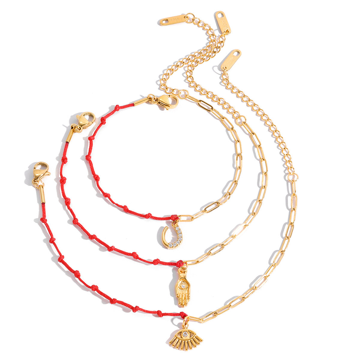 White Rhinestone Red Cord Braceletluxury Understated And Premium