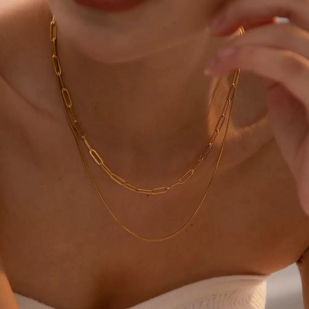 Stylish Double-layer Coiled Paperclip Necklace Minimalist And Vintage